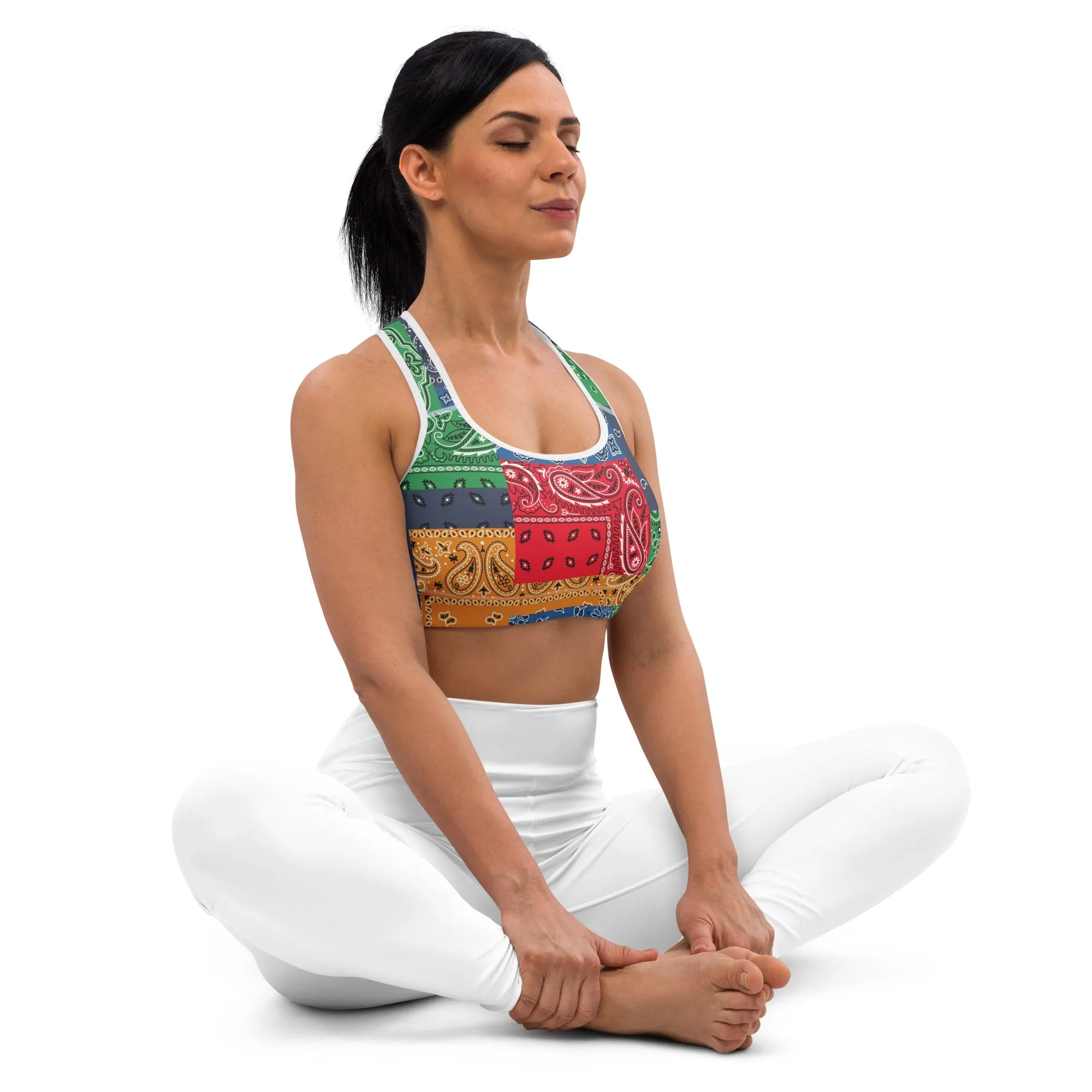 Paisley Bandana Padded Sports Bra