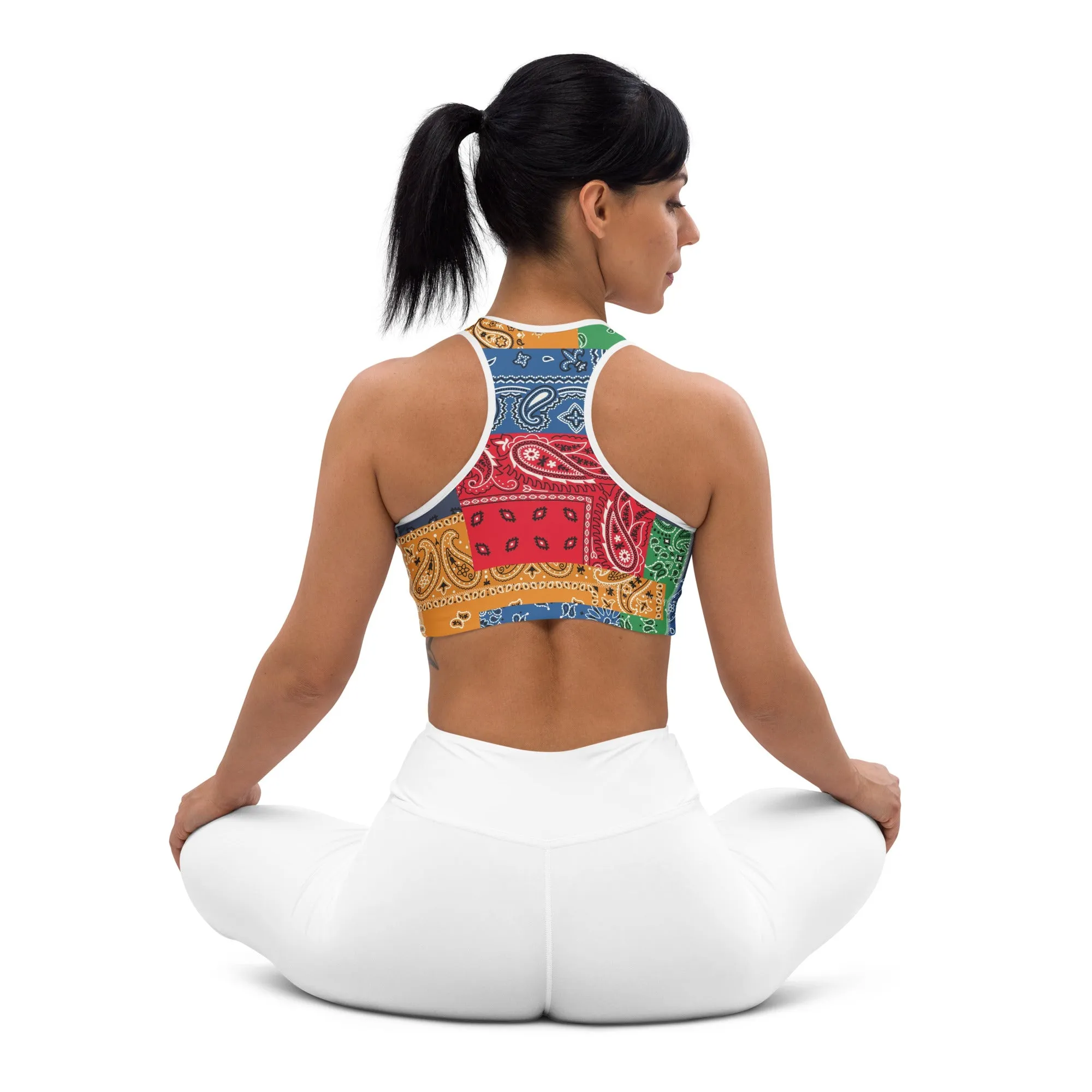 Paisley Bandana Padded Sports Bra