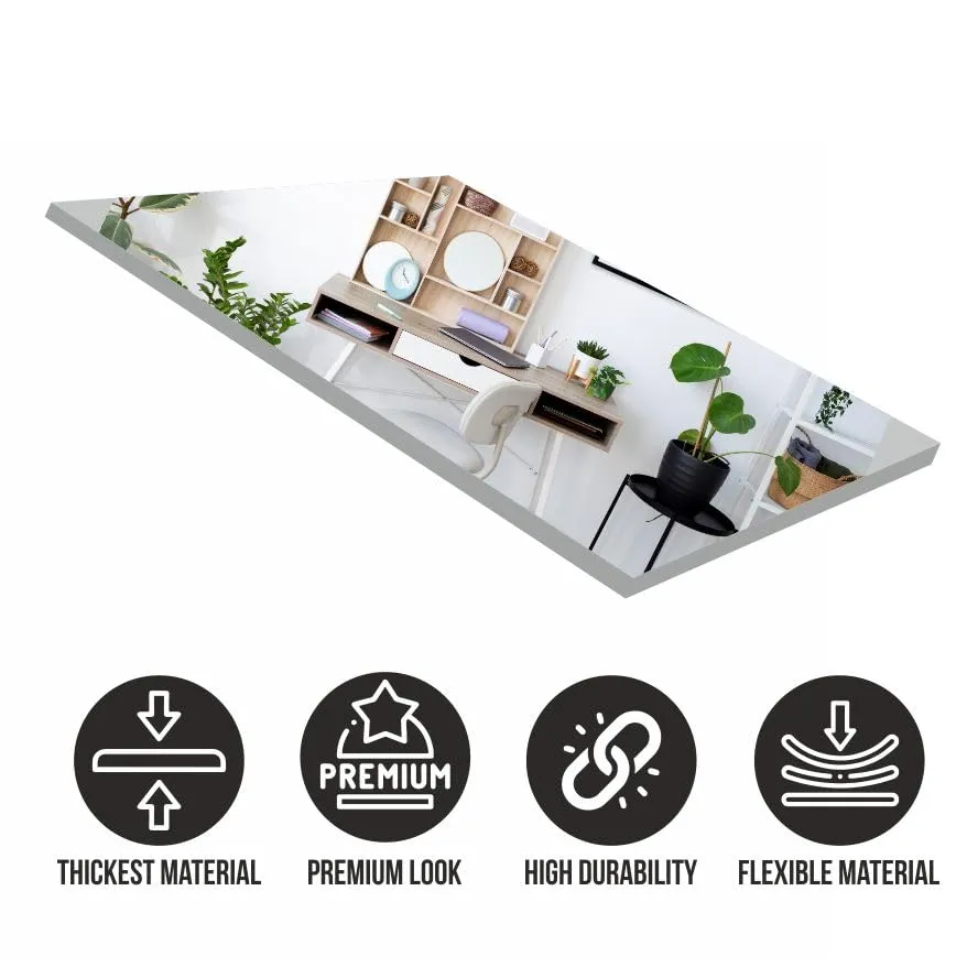 Rawpockets Flower and Butterfly Silver Mirror Sticker for Wall, 2mm Premium 3D Sticker, Acrylic Mirror Wall Decor Sticker, Wall Mirror Stickers, Wall Stickers for Hall Room, Bed Room, Kitchen