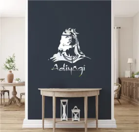 rawpockets Silver Lord Adiyogi 3D Acrylic Self Adhesive Mirror Sticker