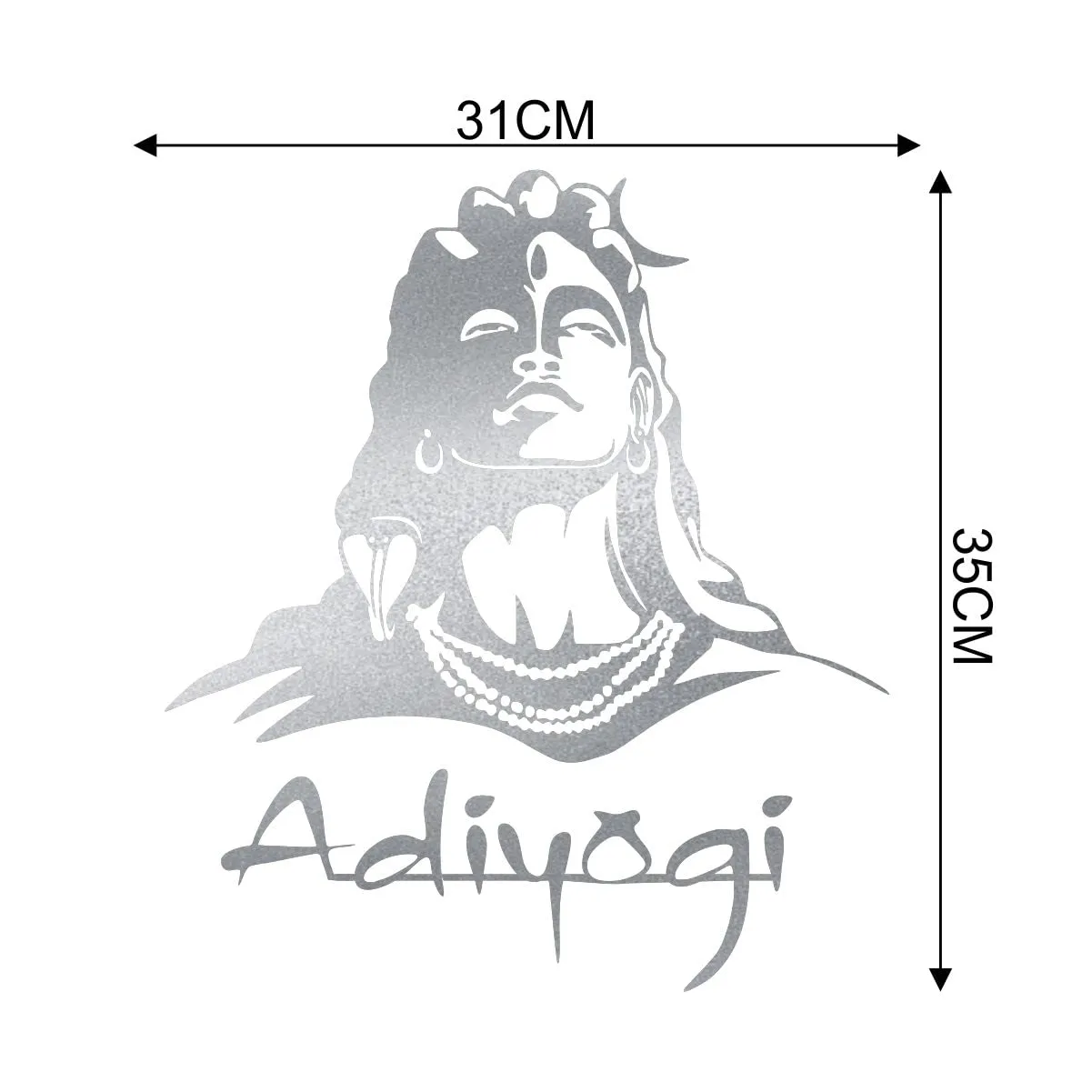rawpockets Silver Lord Adiyogi 3D Acrylic Self Adhesive Mirror Sticker