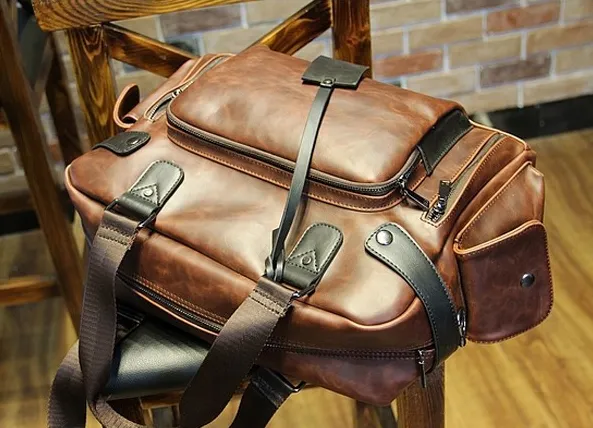 Retro PU Leather Tote Bag For Men