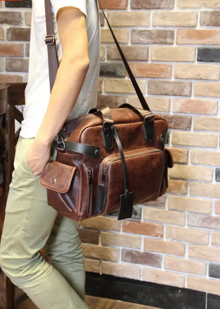 Retro PU Leather Tote Bag For Men