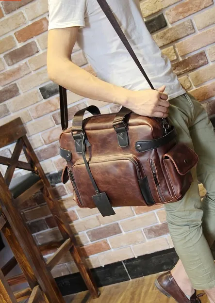 Retro PU Leather Tote Bag For Men