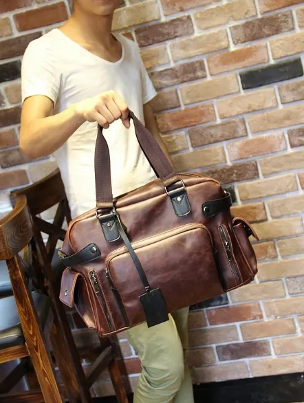 Retro PU Leather Tote Bag For Men
