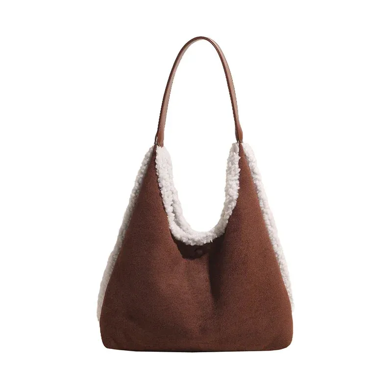 Sohiwoo Solid Simple Suede High-quality Shoulder Bag Fashionable Winter Handbag Large Capacity Multifunctional Handbag Bolsa Feminina