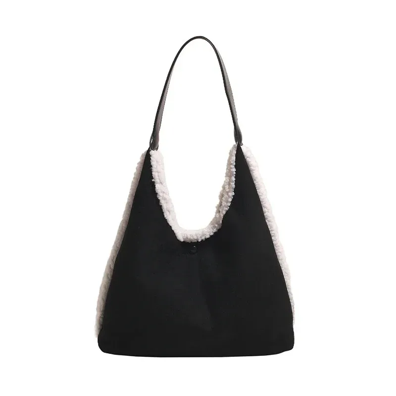 Sohiwoo Solid Simple Suede High-quality Shoulder Bag Fashionable Winter Handbag Large Capacity Multifunctional Handbag Bolsa Feminina