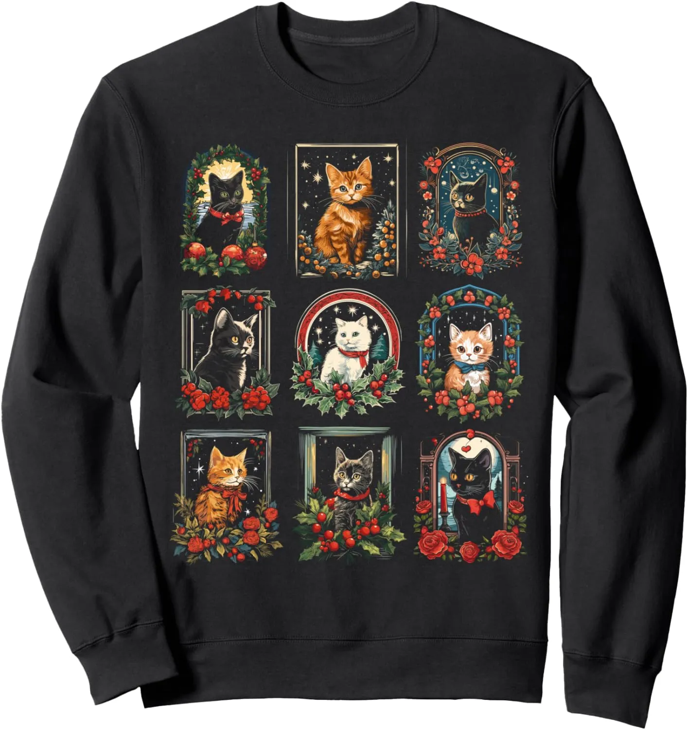 Vintage Kitten Christmas Cats Cat Mom Cat Dad Women Men Sweatshirt