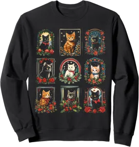 Vintage Kitten Christmas Cats Cat Mom Cat Dad Women Men Sweatshirt